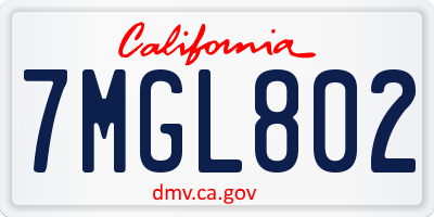 CA license plate 7MGL802