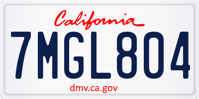 CA license plate 7MGL804