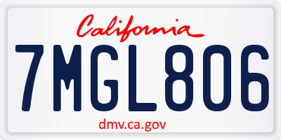 CA license plate 7MGL806