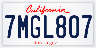 CA license plate 7MGL807