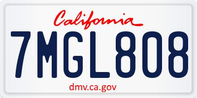 CA license plate 7MGL808