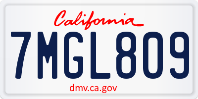 CA license plate 7MGL809