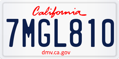 CA license plate 7MGL810