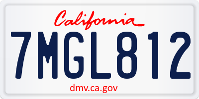 CA license plate 7MGL812