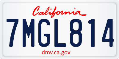 CA license plate 7MGL814