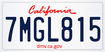 CA license plate 7MGL815