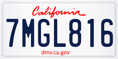 CA license plate 7MGL816