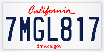 CA license plate 7MGL817