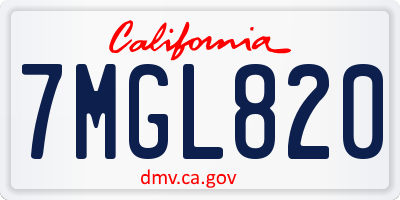 CA license plate 7MGL820