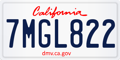 CA license plate 7MGL822