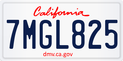 CA license plate 7MGL825