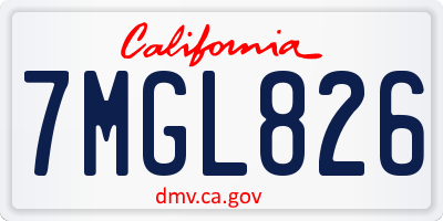 CA license plate 7MGL826