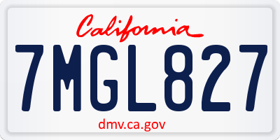 CA license plate 7MGL827