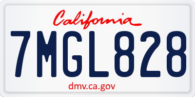 CA license plate 7MGL828