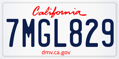 CA license plate 7MGL829