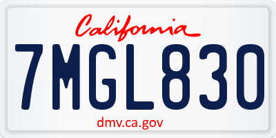 CA license plate 7MGL830