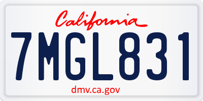 CA license plate 7MGL831