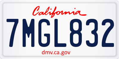 CA license plate 7MGL832