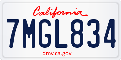 CA license plate 7MGL834