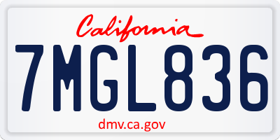 CA license plate 7MGL836
