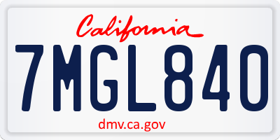 CA license plate 7MGL840