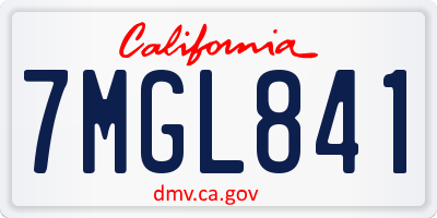CA license plate 7MGL841