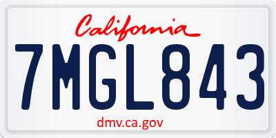 CA license plate 7MGL843