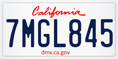 CA license plate 7MGL845