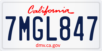 CA license plate 7MGL847