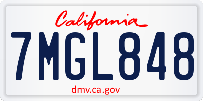 CA license plate 7MGL848