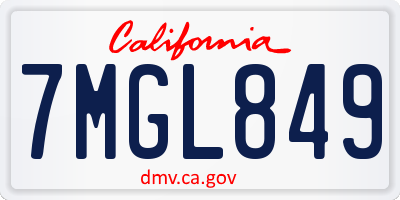 CA license plate 7MGL849