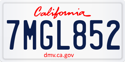 CA license plate 7MGL852