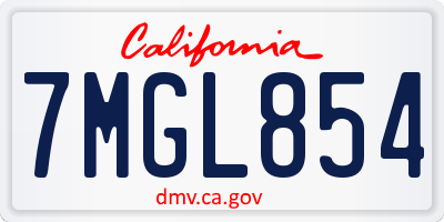 CA license plate 7MGL854