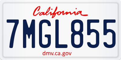 CA license plate 7MGL855