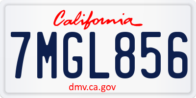 CA license plate 7MGL856