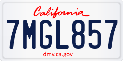 CA license plate 7MGL857