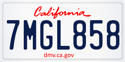 CA license plate 7MGL858