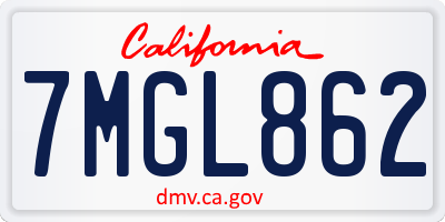 CA license plate 7MGL862