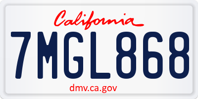 CA license plate 7MGL868