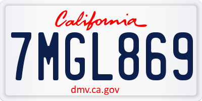 CA license plate 7MGL869