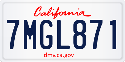 CA license plate 7MGL871