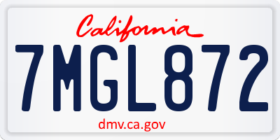 CA license plate 7MGL872