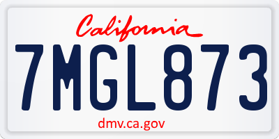 CA license plate 7MGL873