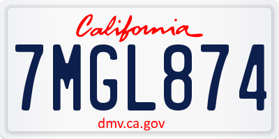 CA license plate 7MGL874