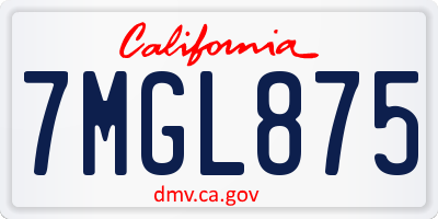 CA license plate 7MGL875