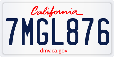 CA license plate 7MGL876