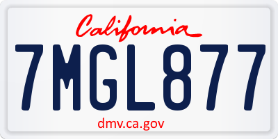 CA license plate 7MGL877