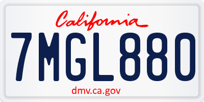 CA license plate 7MGL880