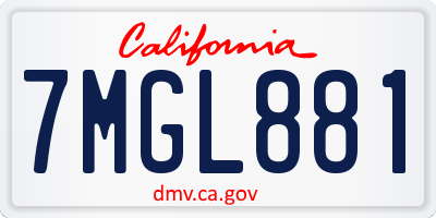 CA license plate 7MGL881