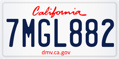 CA license plate 7MGL882